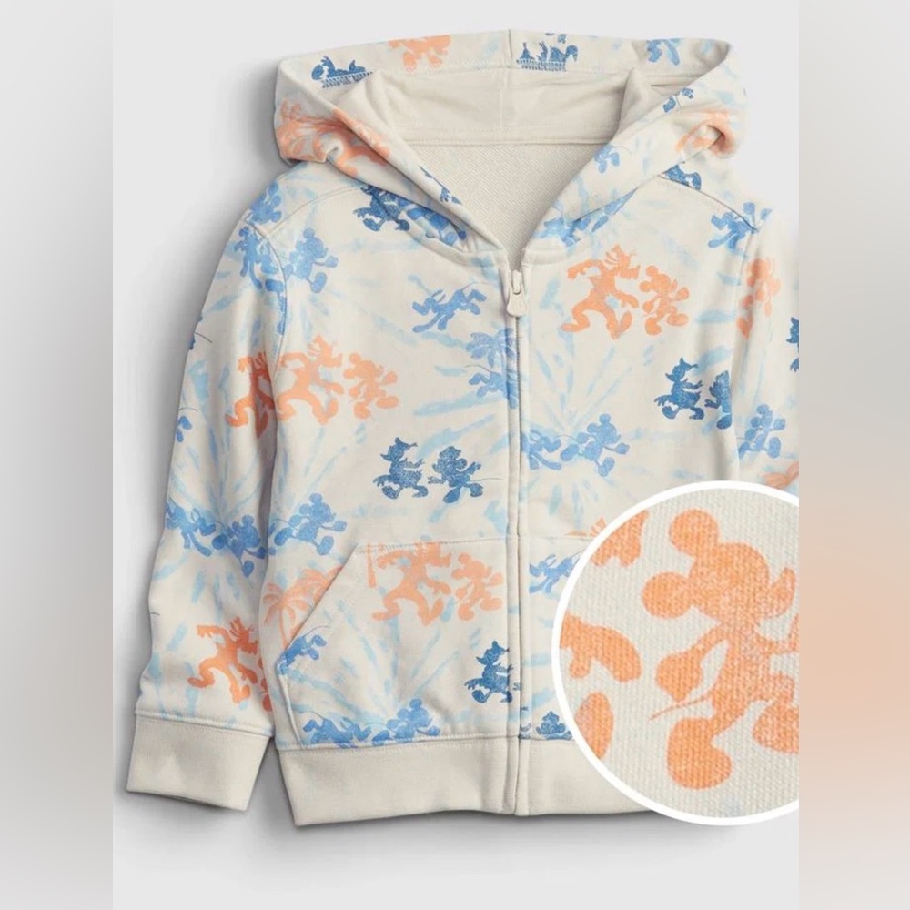 Baby GAP Disney - Cream Hoodie & Shorts Set with Blue and Peach Print